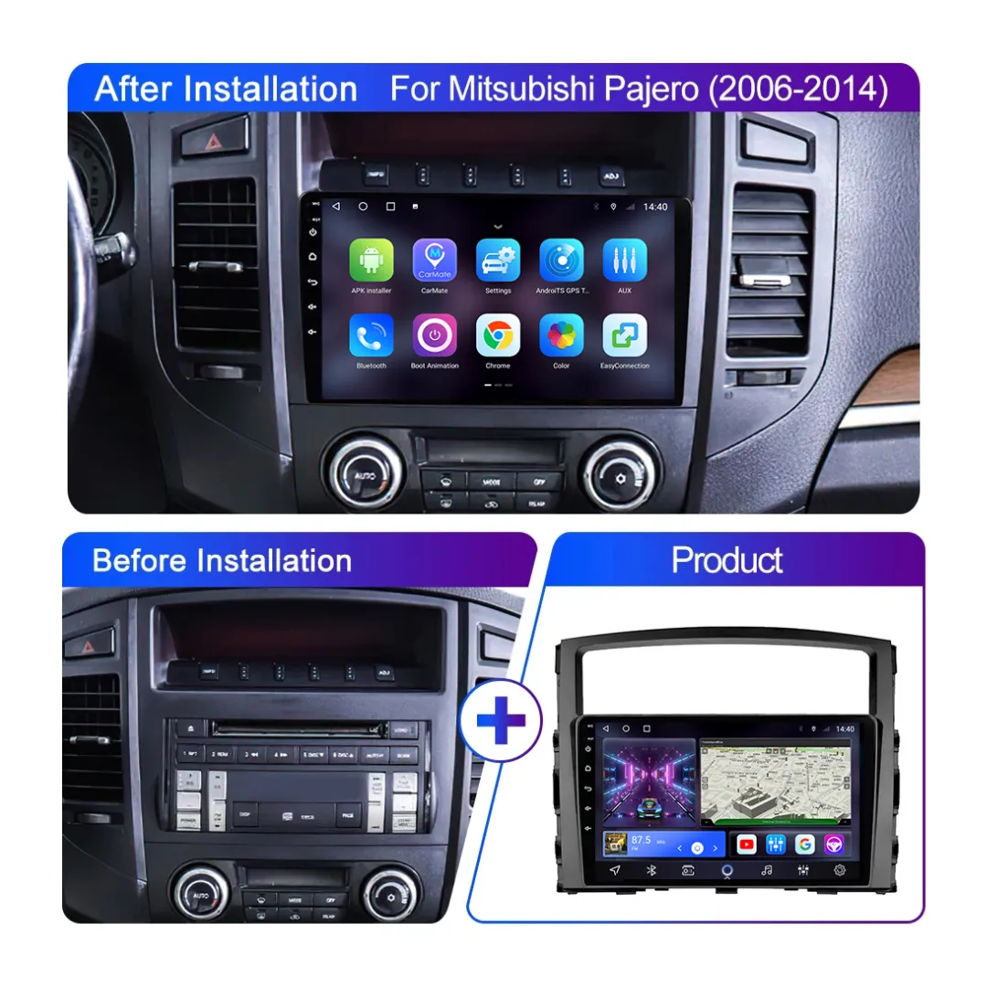 Daiko Car Stereo Wireless Carplay Android Auto For Mitsubishi Pajero 2006-2014
