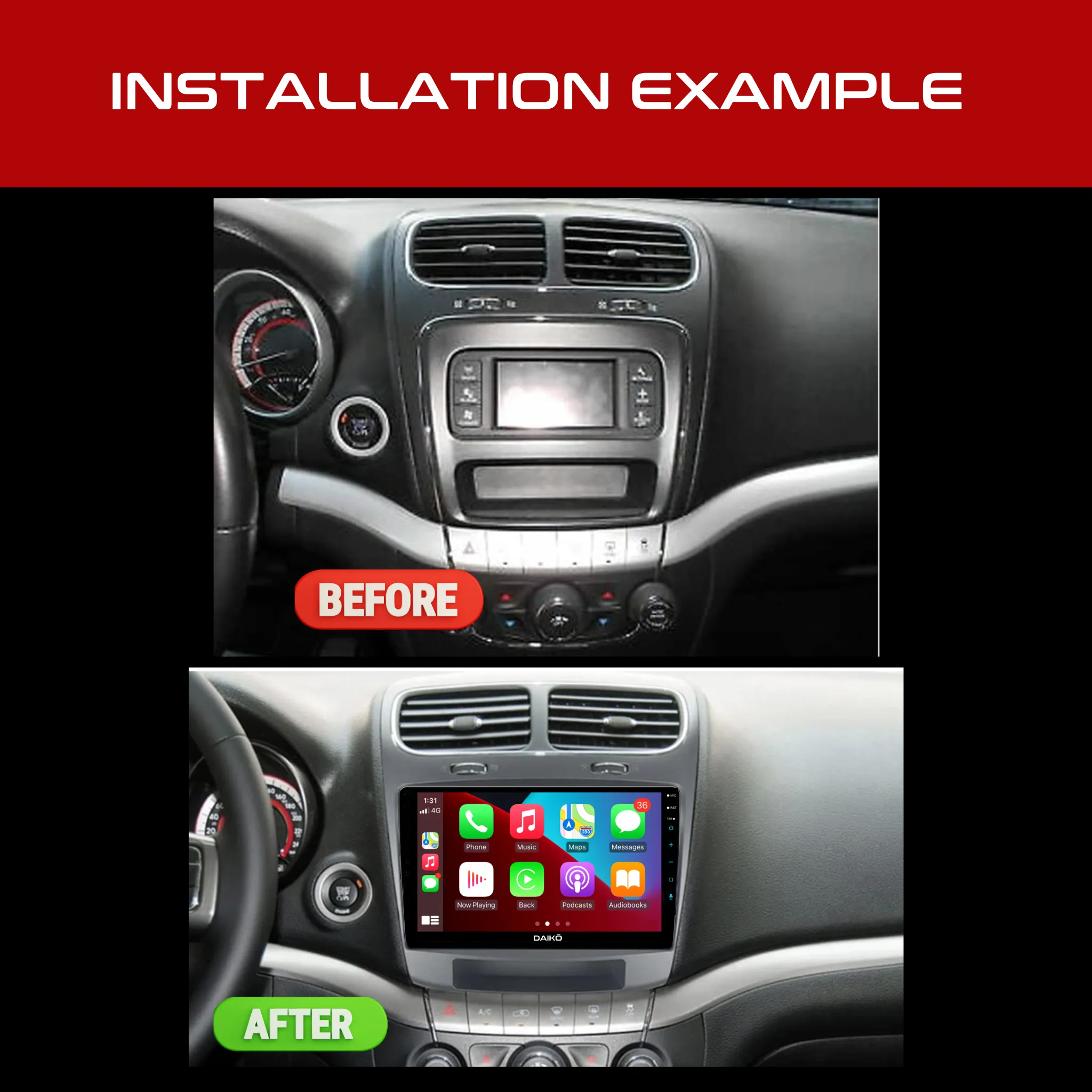Daiko Multimedia Unit Wireless Carplay Android Auto For 2012-2020 Dodge Journey