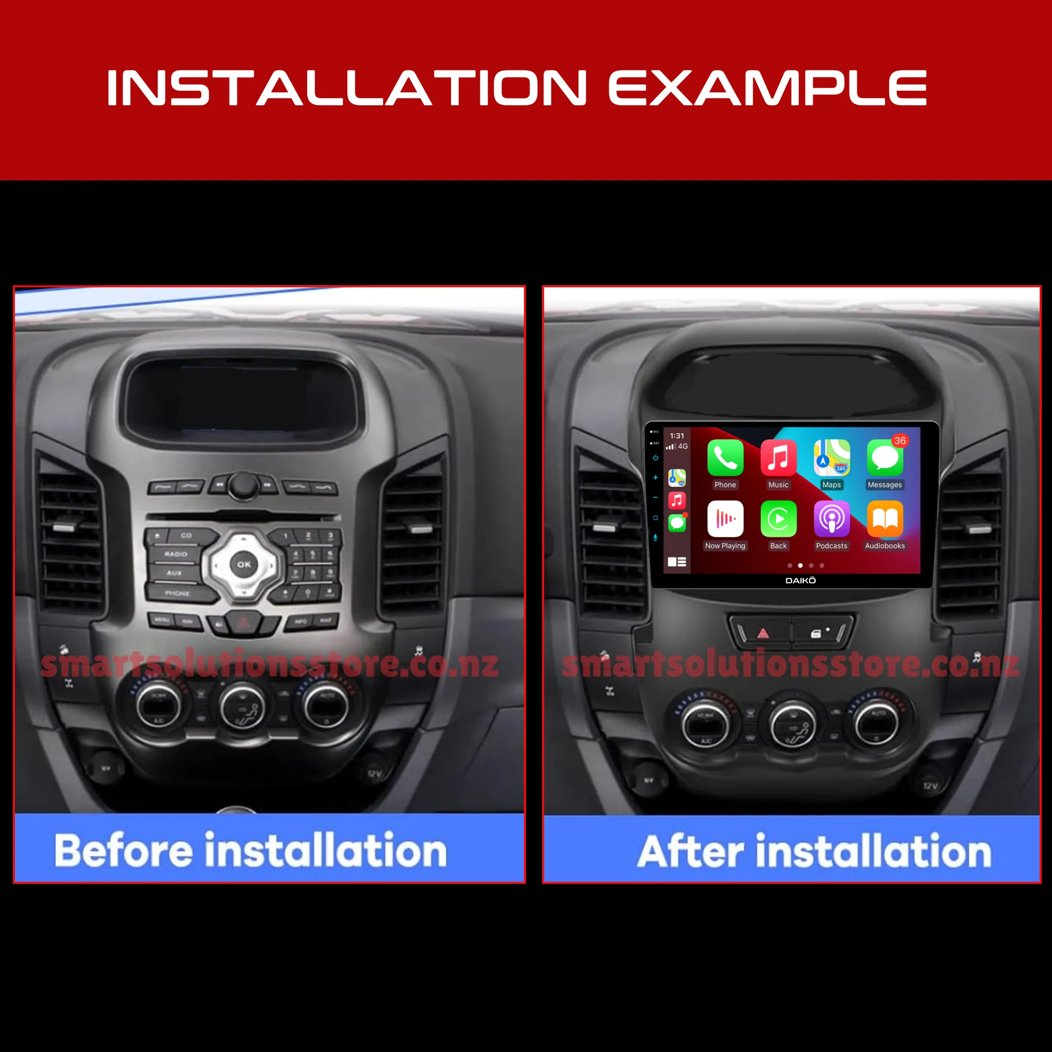 Daiko Multimedia Unit Wireless Carplay Android Auto For Ford Ranger 2012-2015