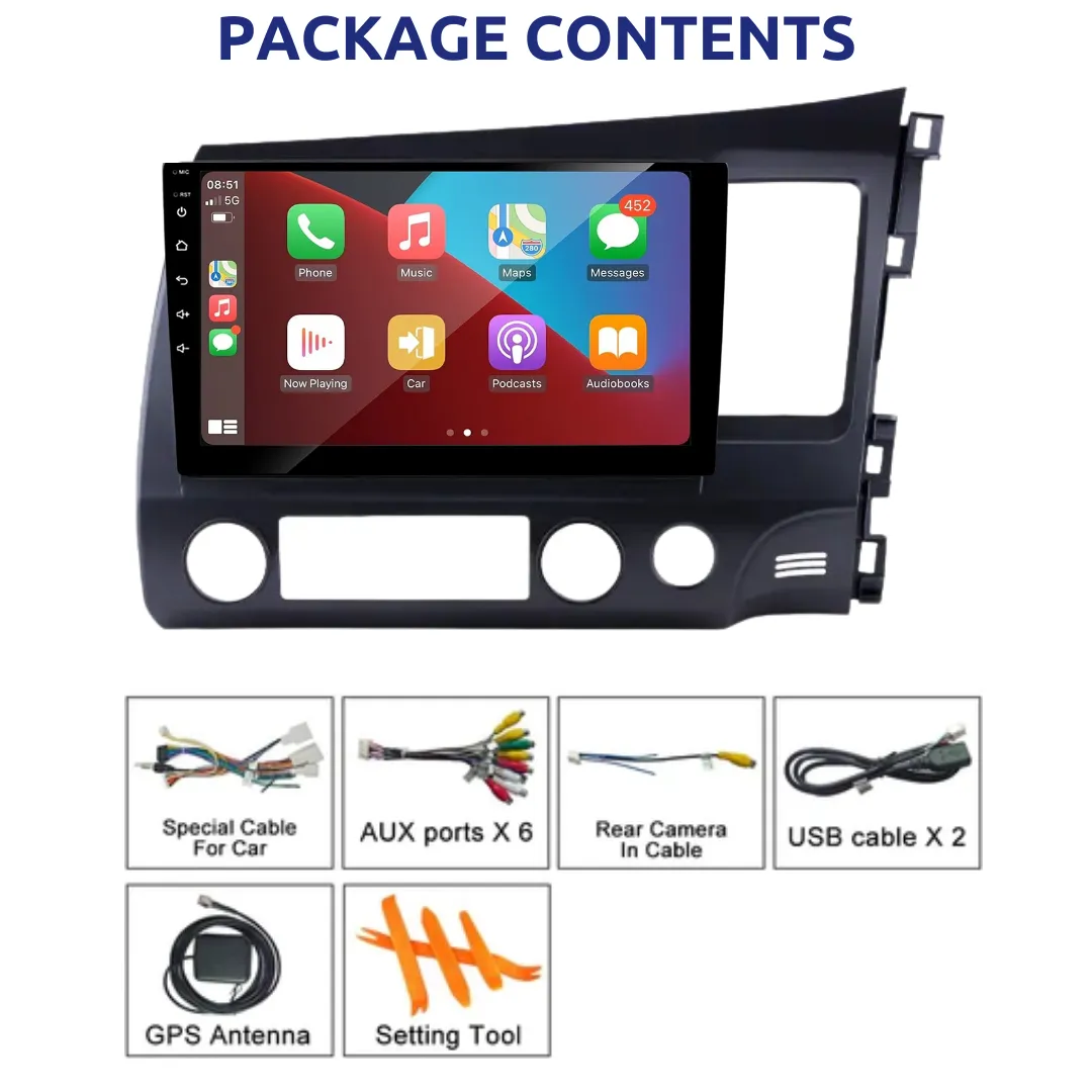 Daiko Multimedia Unit Wireless Carplay Android Auto For Honda Stream 2006-2013