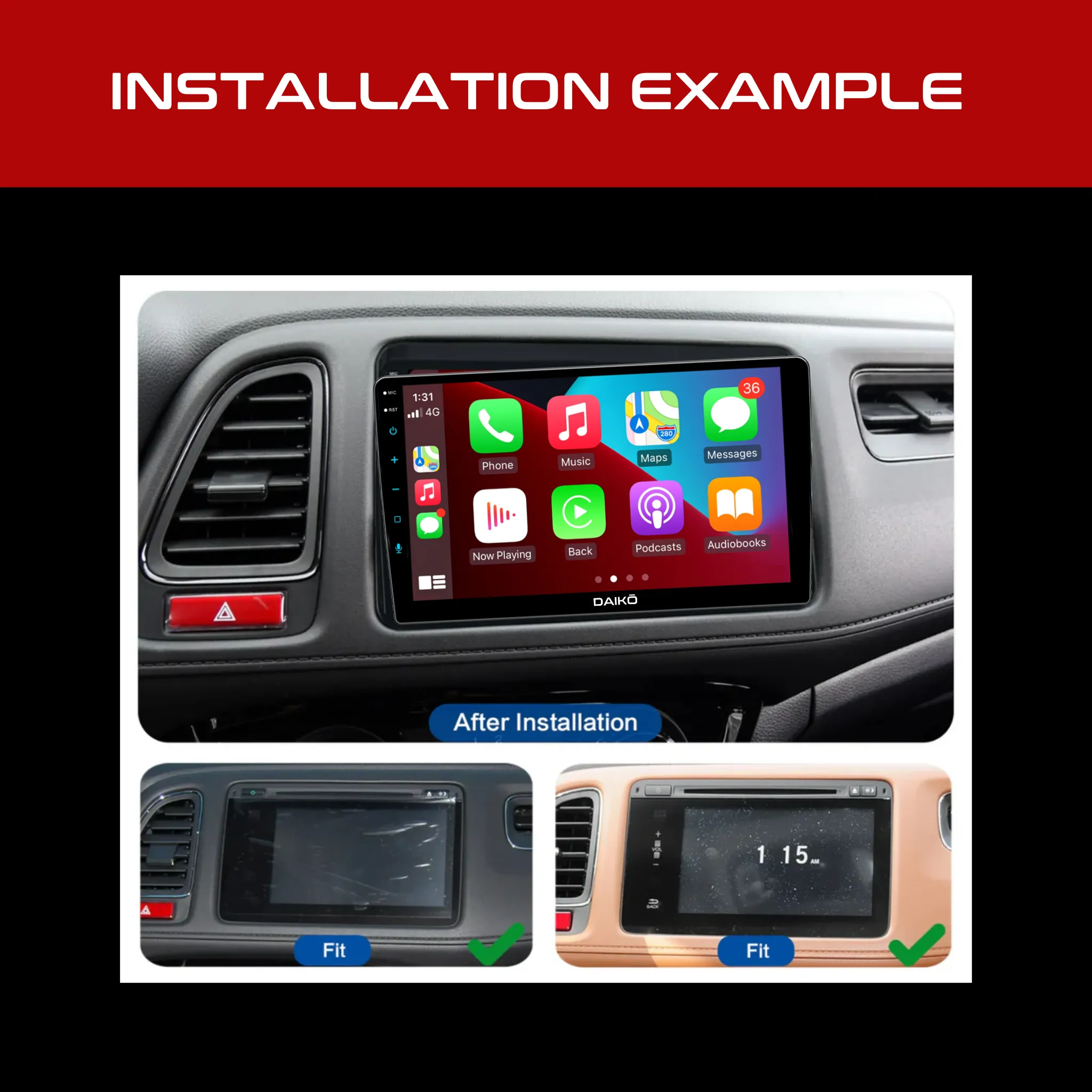 Daiko Multimedia Unit Wireless Carplay Android Auto For Honda Vezel / HRV 2015 