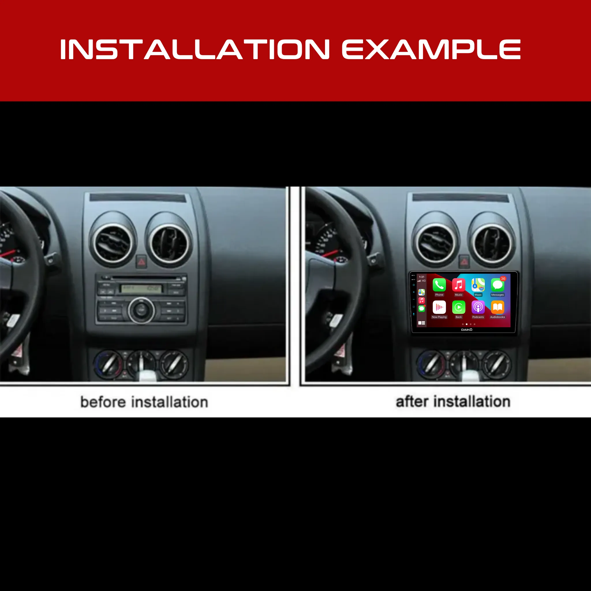 Daiko Multimedia Unit Wireless Carplay Android Auto For Nissan Qashqai 2008-2014