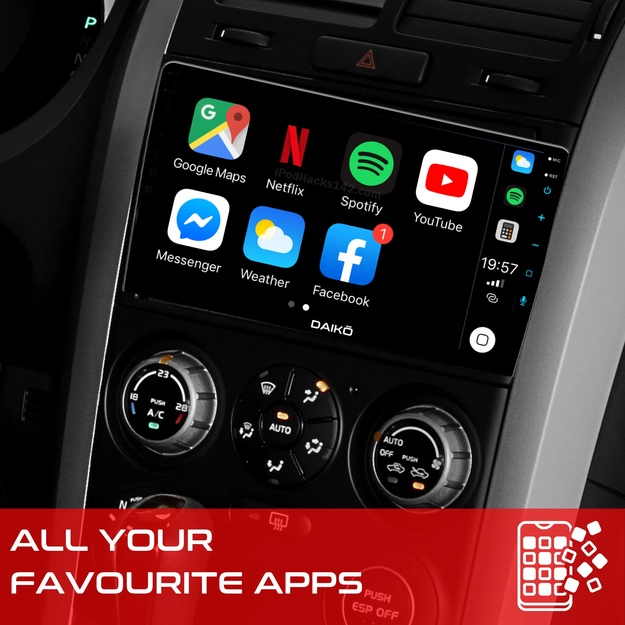 Daiko Multimedia Unit Wireless Carplay Android Auto GPS For Honda Shuttle 2014 