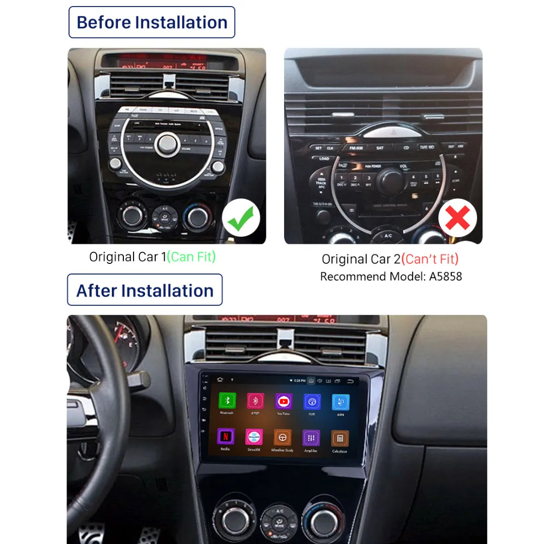 Daiko Multimedia Unit Wireless Carplay Android Auto GPS For Mazda RX-8 2003-2008