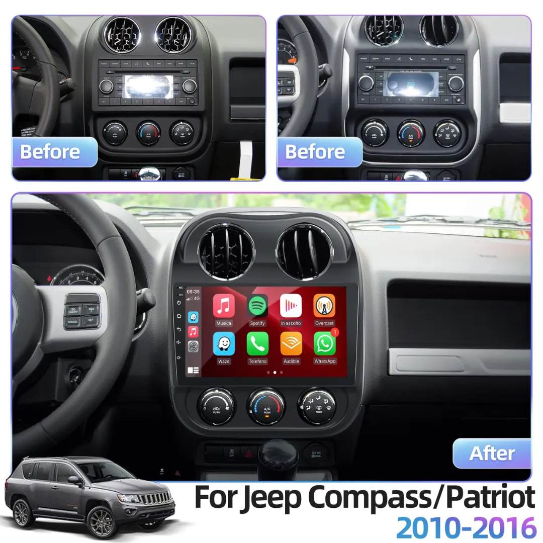 Daiko PRO Car Stereo Wireless Carplay Android Auto For Jeep compass 2010-2016