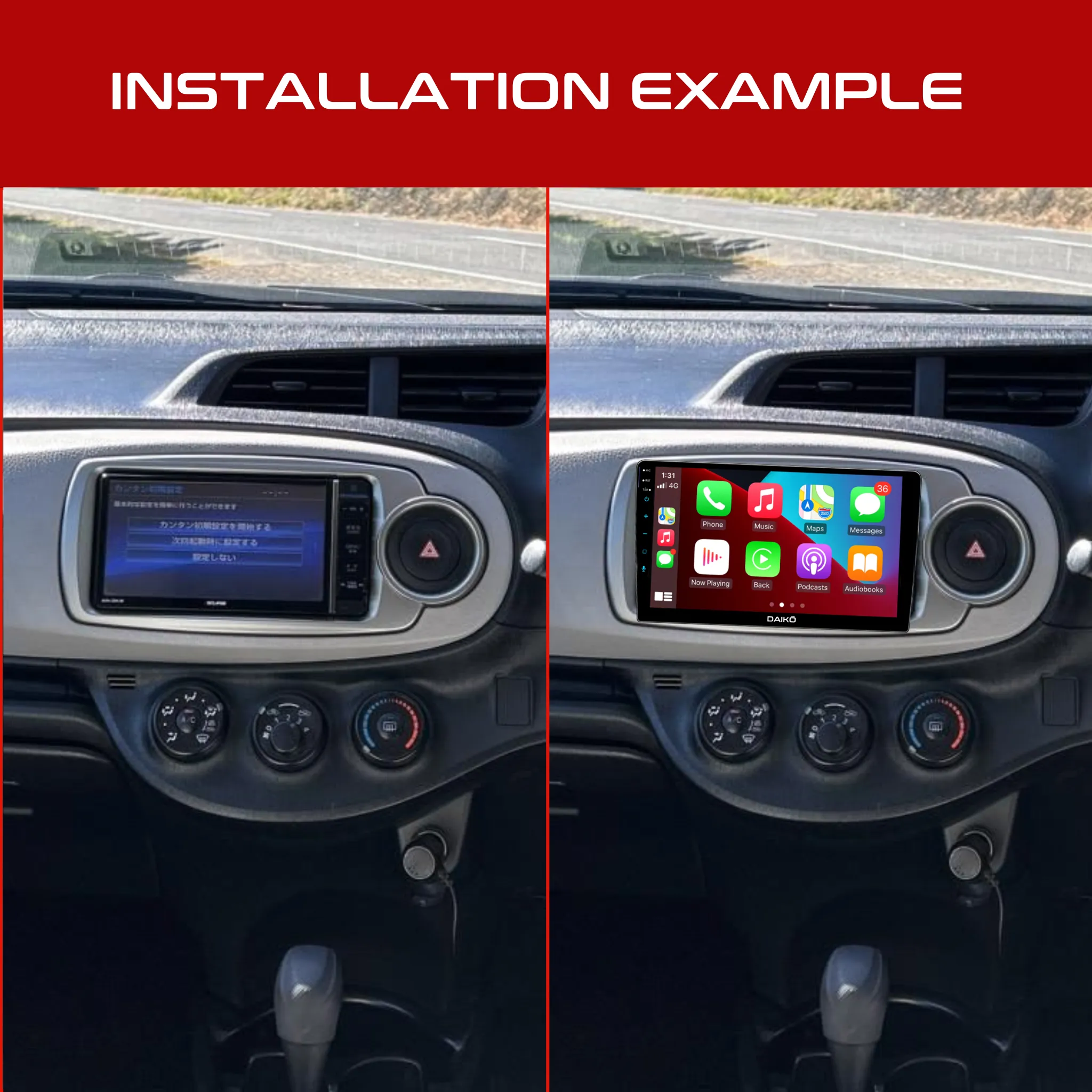 Daiko Ultra Car Stereo Carplay Android Auto 8GB RAM   126GB For Toyota Vitz Yaris 2011-13