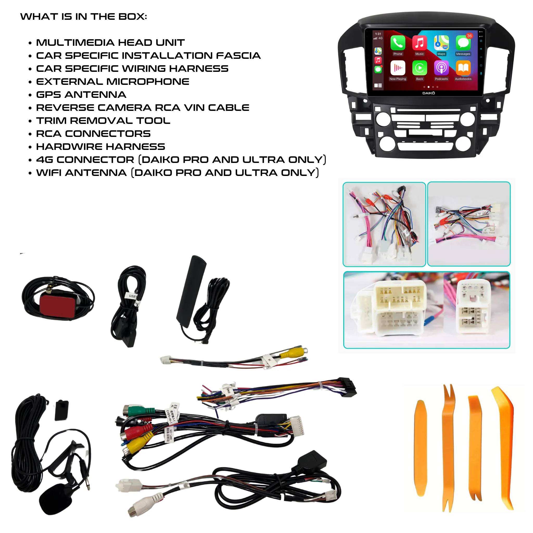 Daiko X Car Stereo Carplay Android Auto For  Lexus RX Toyota Harrier 1998-05