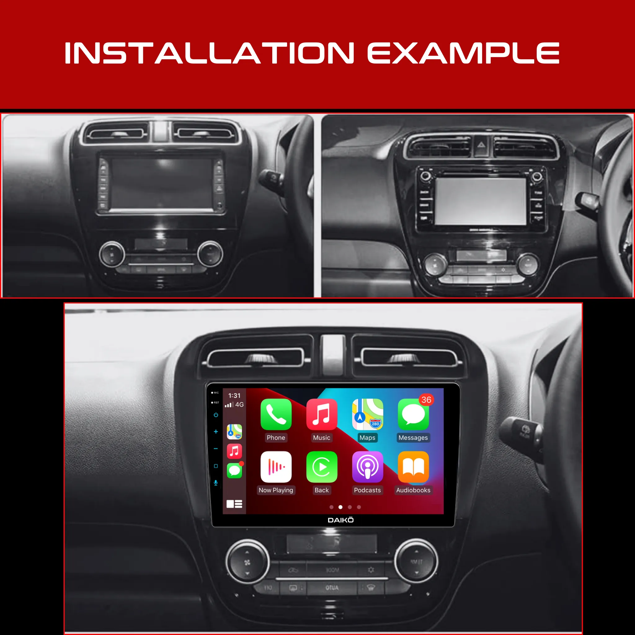 Daiko X Car Stereo Wireless Carplay Android Auto For Mitsubishi Mirage 2012-24