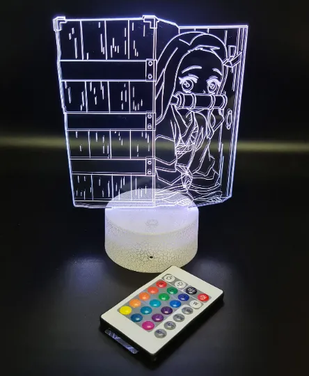 Demon Slayer Nezuko Kamado 3D Anime Anime Touch Sensor 7 Colour mode LED Light / Lamp