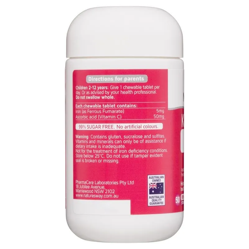 [Expiry: 03/2026] Nature's Way Kids Smart Iron   Vitamin C 50 Chewable Tablets