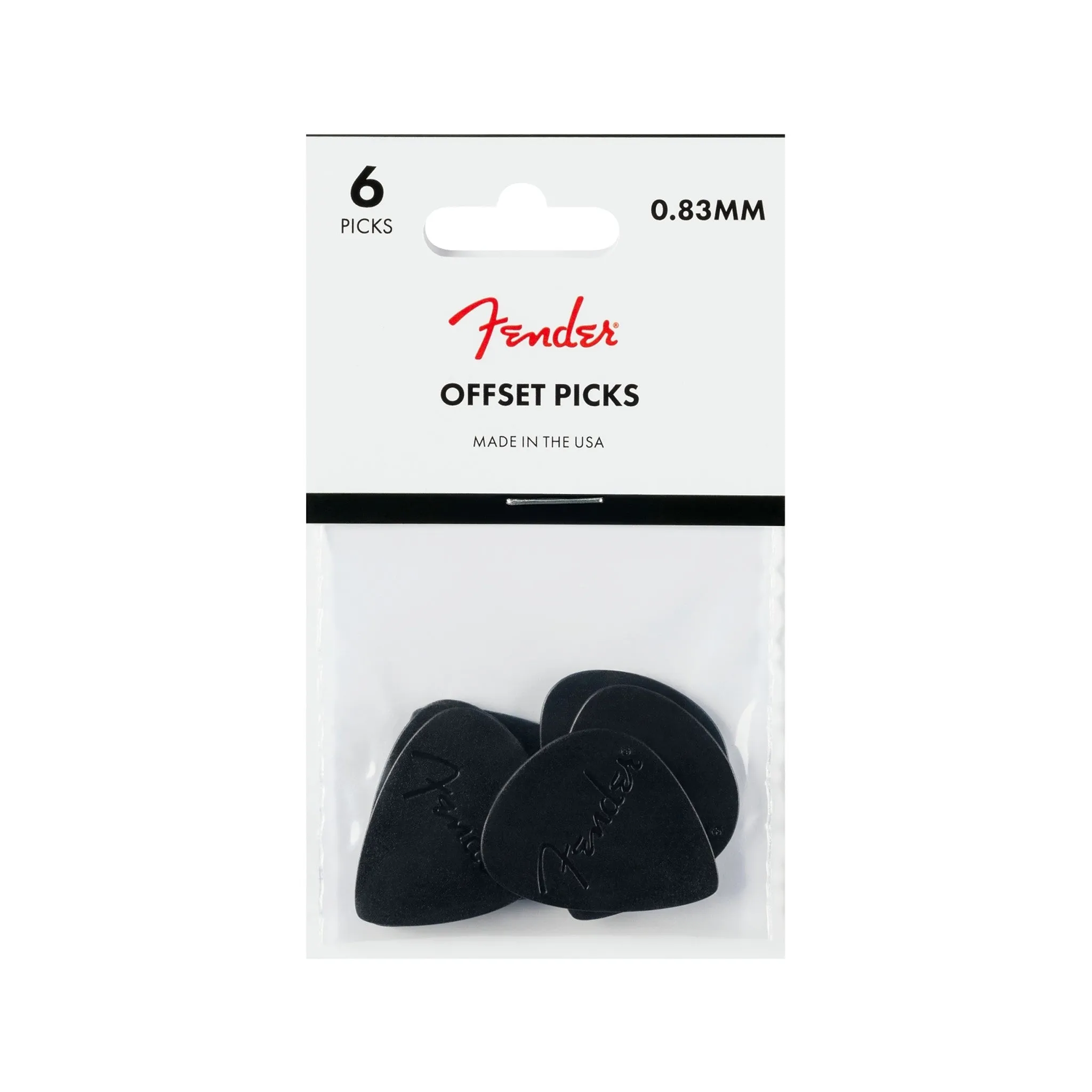Fender Offset Guitar Picks, Black, 6-Pack