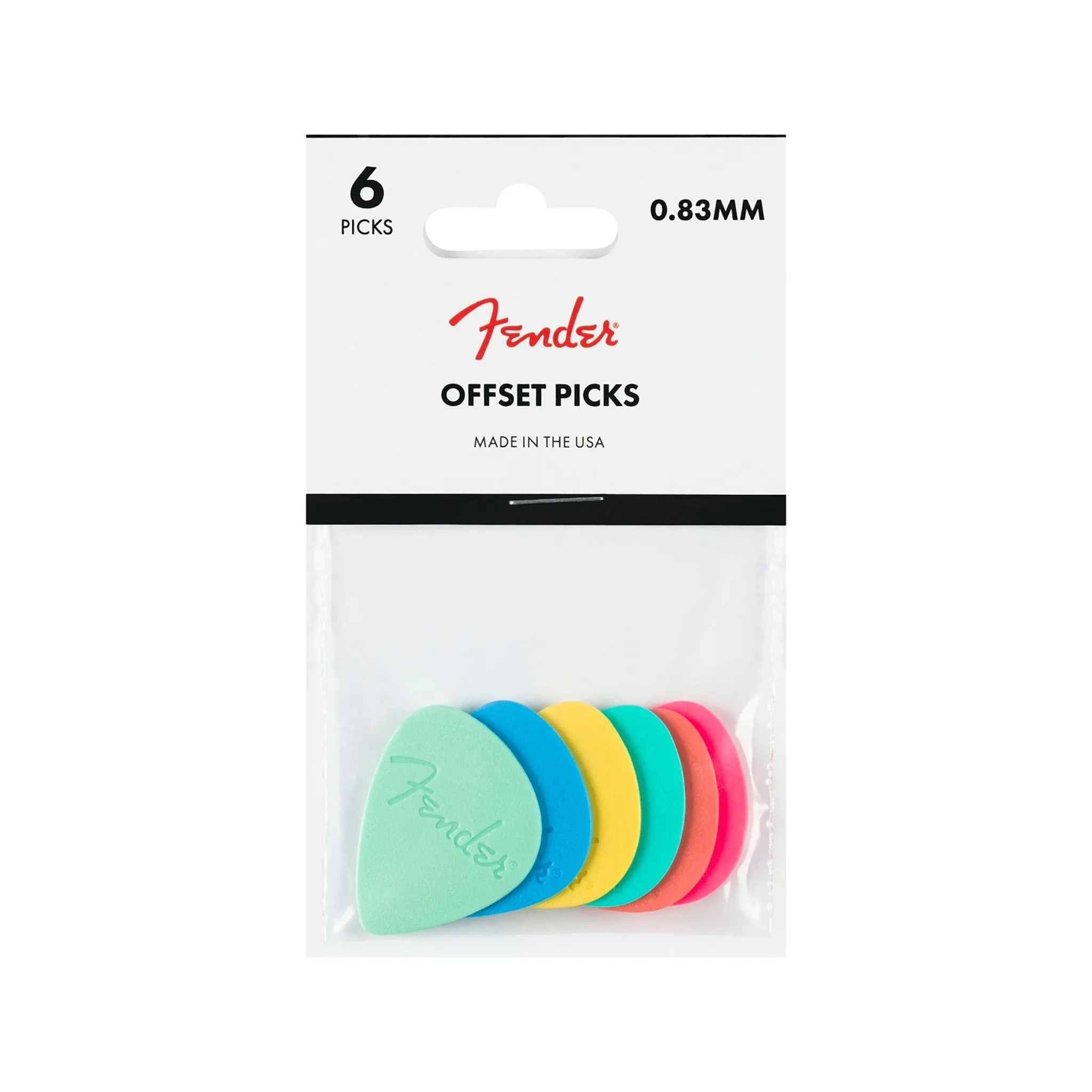 Fender Offset Guitar Picks, Multi-color, 6-Pack