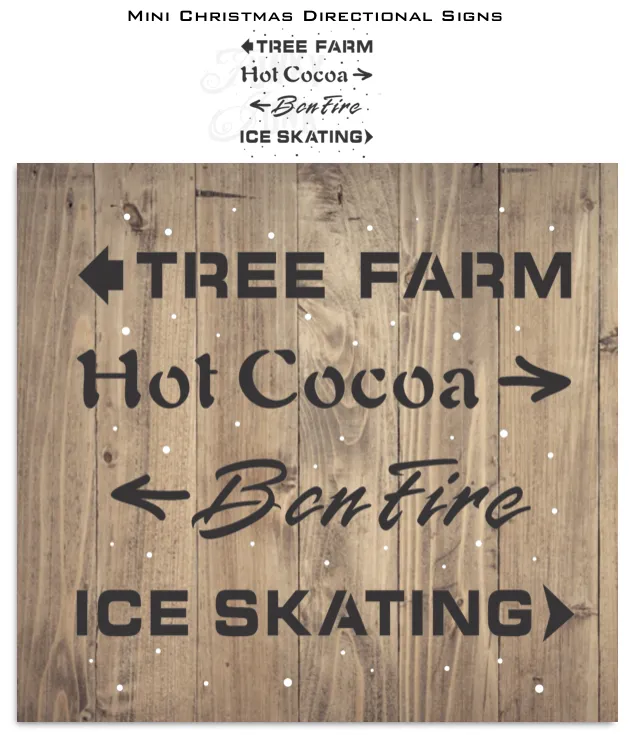 FJ172 Funky Junk's Old Sign Stencils Mini Christmas Directional Signs stencil