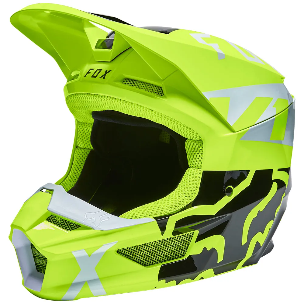 FOX YOUTH V1 SKEW HELMET ECE [FLO YELLOW]
