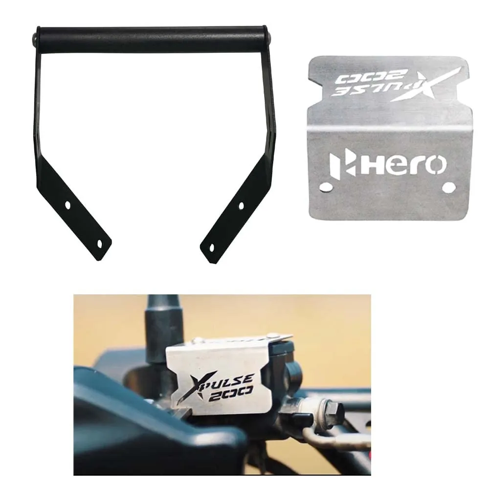 Front Disk Oil Cap and Side Stand Extender and GPS Mount for Hero Xpulse 200 4V BS6