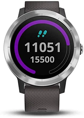 Garmin Stainless Steel Vivoactive 3 Smartwatch with Band (Black)