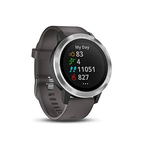 Garmin Stainless Steel Vivoactive 3 Smartwatch with Band (Black)