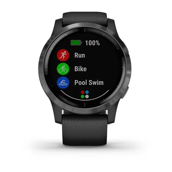 Garmin Vivoactive 4 Slate Silicone Band With Stainless Steel Bezel