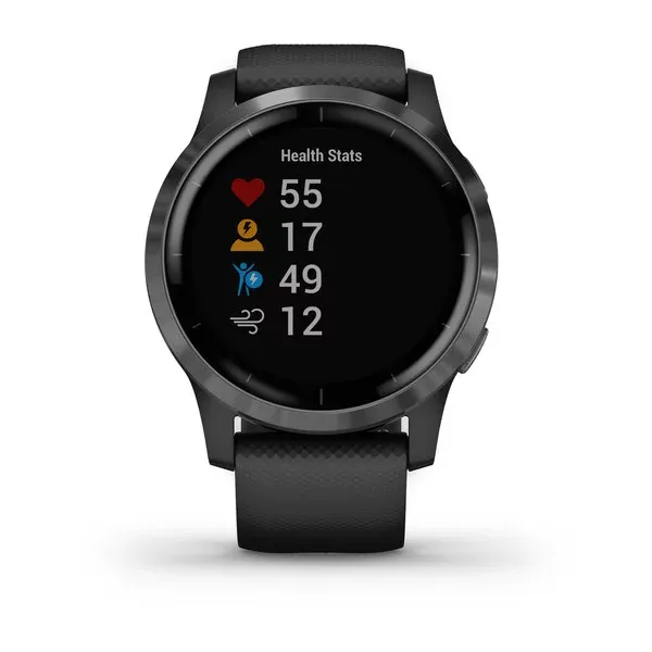 Garmin Vivoactive 4 Slate Silicone Band With Stainless Steel Bezel