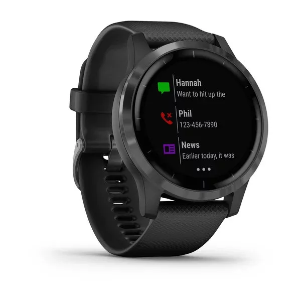 Garmin Vivoactive 4 Slate Silicone Band With Stainless Steel Bezel