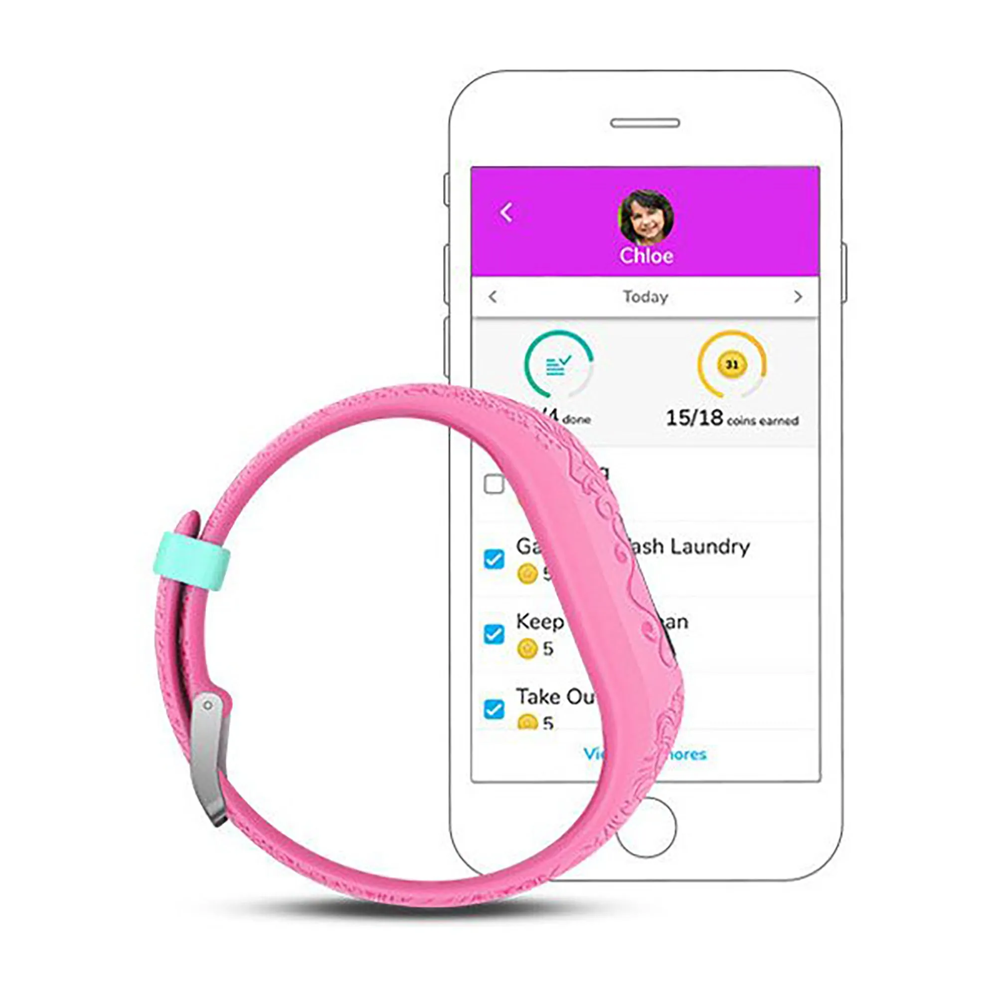 Garmin Vivofit Jr. 2 Silicone Princess Character Icons Strap Full Color Display Dial Watch - 010-01909-14