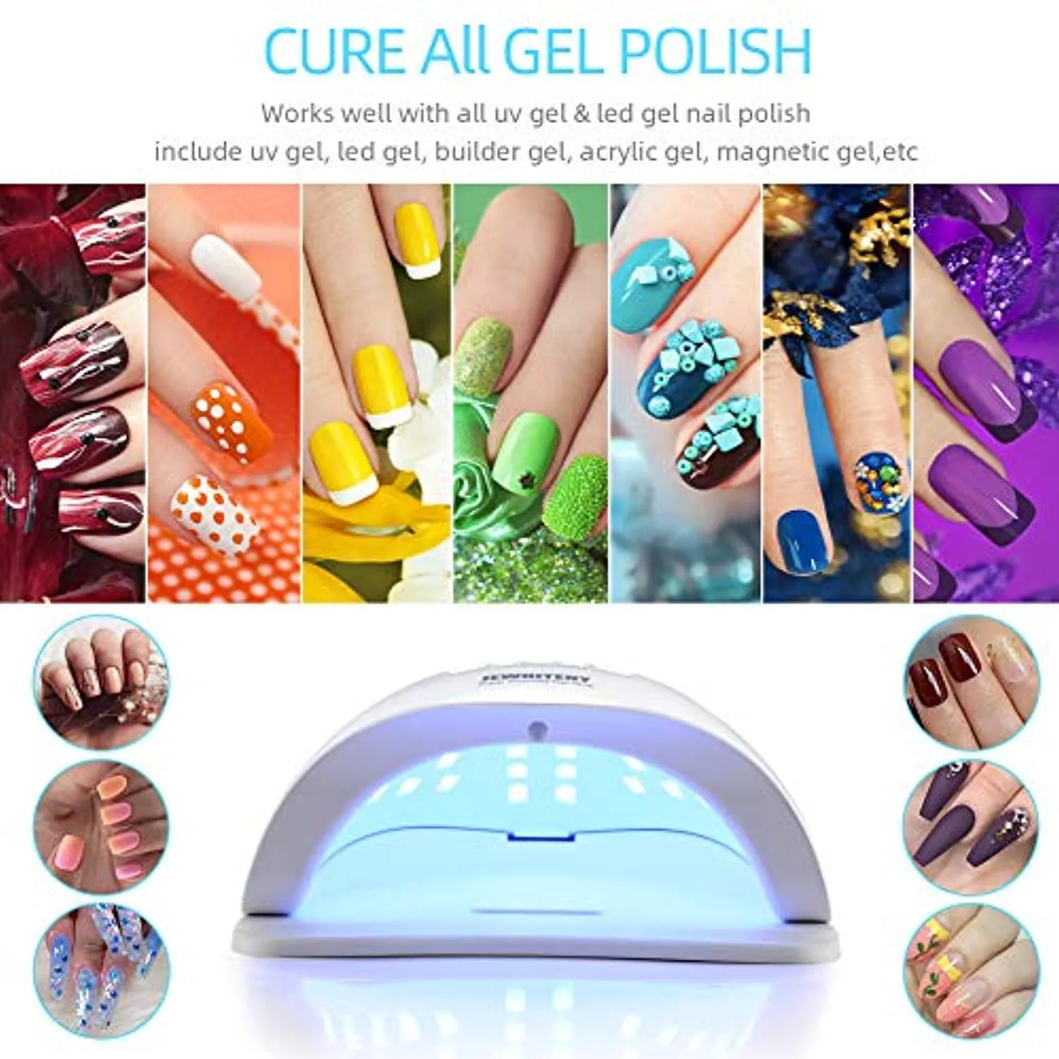 Gel UV LED Nail Lamp, Nail Dryer 80W Gel Nail Polish UV Nail Light manciure/Pedicure Sun Light Curing Lamp with 4 Timers Professional Nail Art Tools