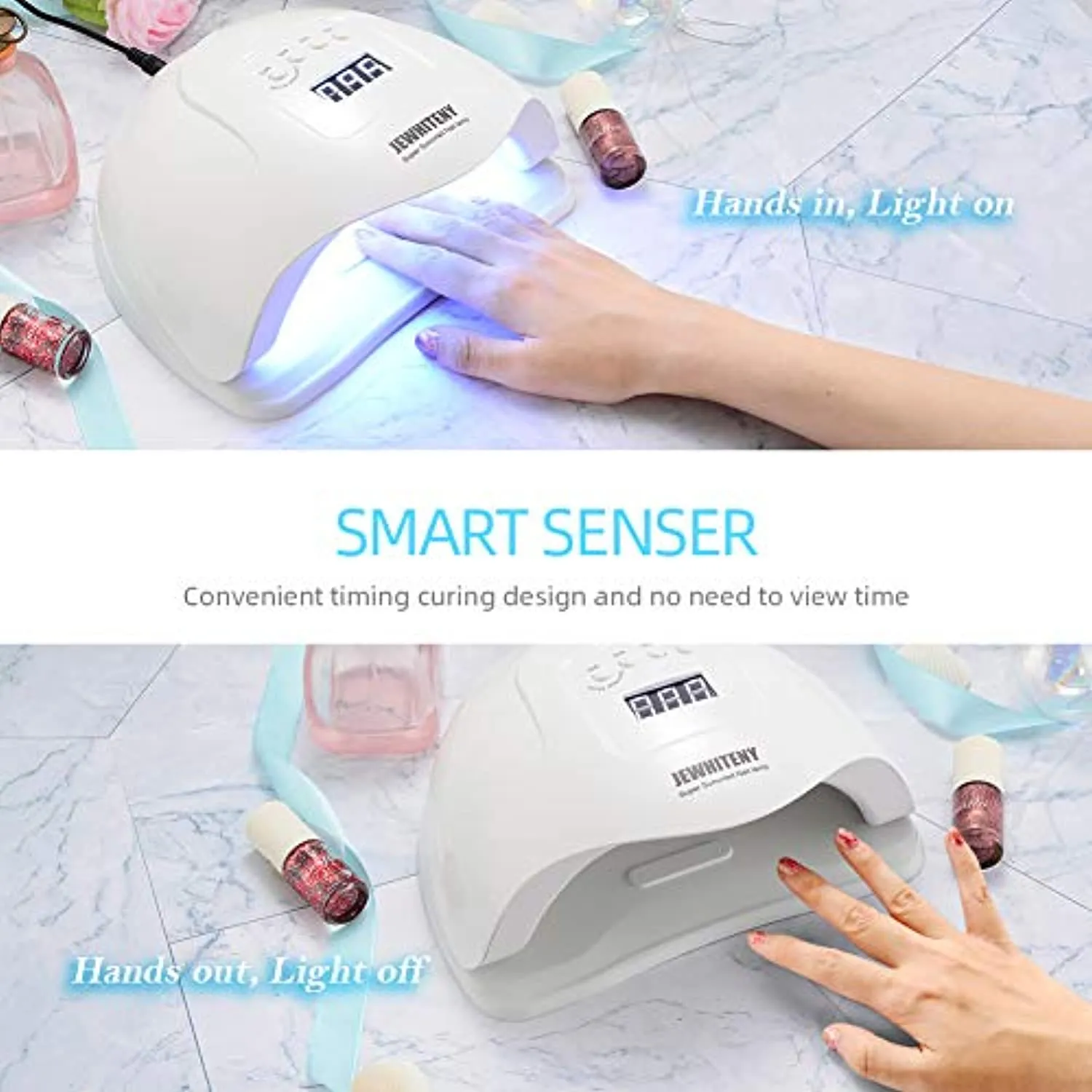 Gel UV LED Nail Lamp, Nail Dryer 80W Gel Nail Polish UV Nail Light manciure/Pedicure Sun Light Curing Lamp with 4 Timers Professional Nail Art Tools