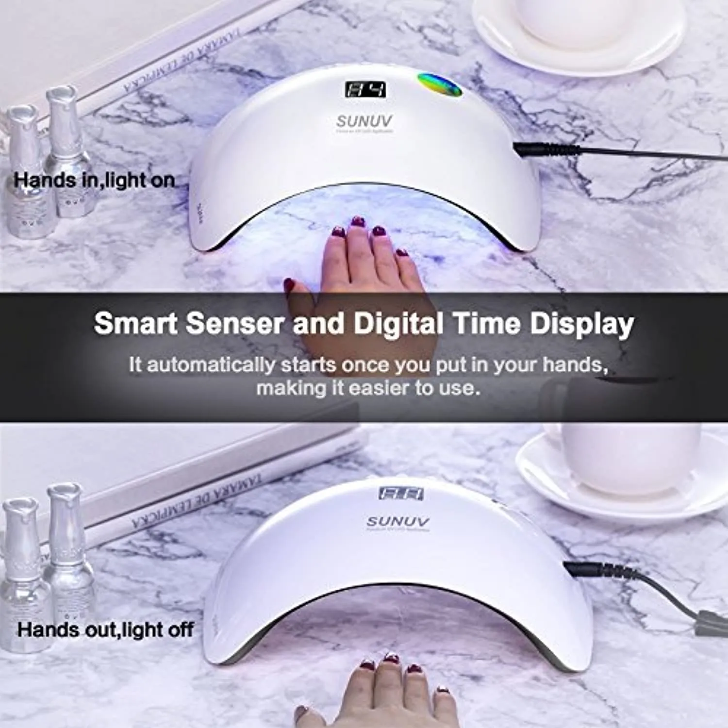 Gel UV LED Nail Lamp,SUNUV Nail Dryer 36W Gel Curing Light for Nail Polish with Aotu Sensor 3 Timers SUN8