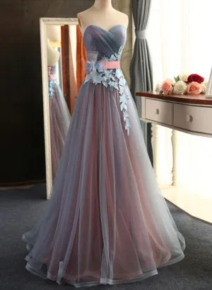 Gorgeous Tulle and Pink Floor Length Party Dress, Junior Prom Dress
