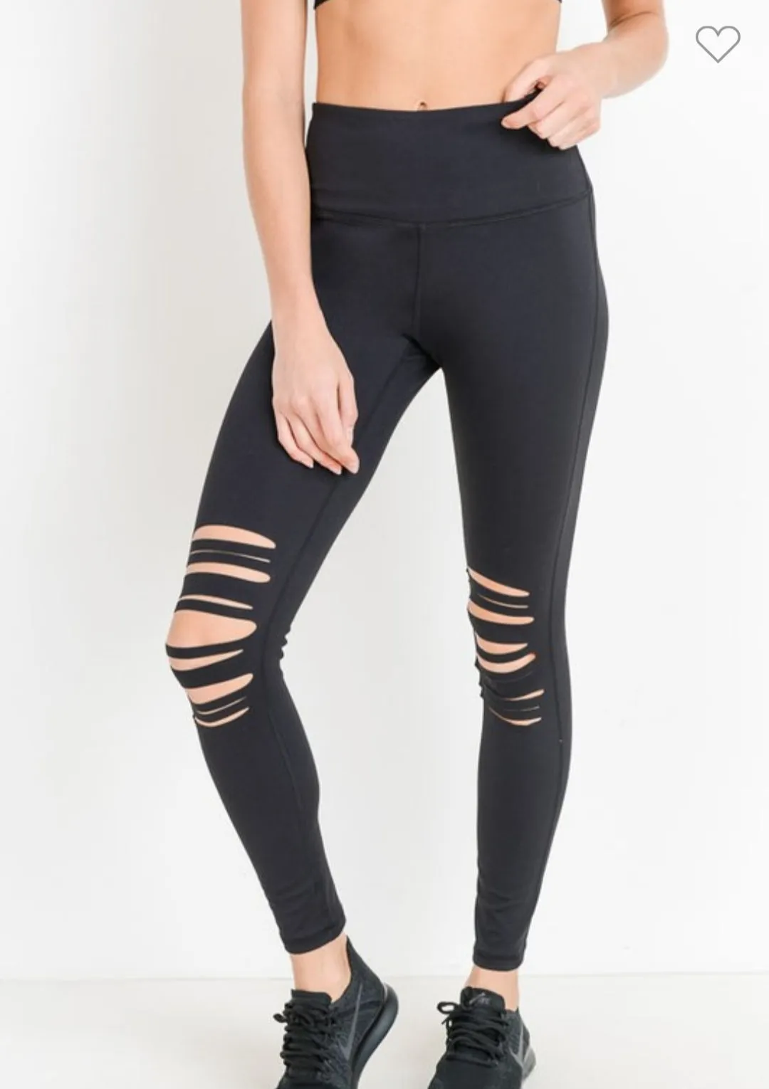 Highwaist Shredded Knee Laser Cut Leggings