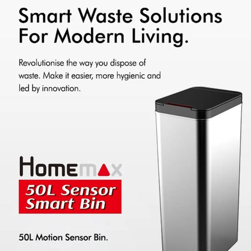 Homemax 50 litre Sensor Smart Dust Bin Silver HSB002