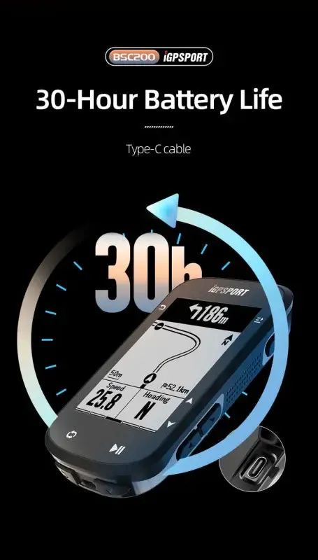 Igpsport bsc200 gps cycling computer - wireless speedometer with route navigation and stopwatch