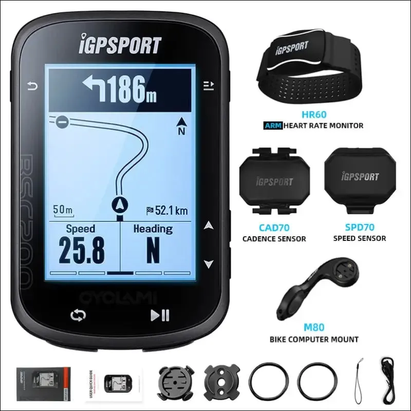 Igpsport bsc200 gps cycling computer - wireless speedometer with route navigation and stopwatch