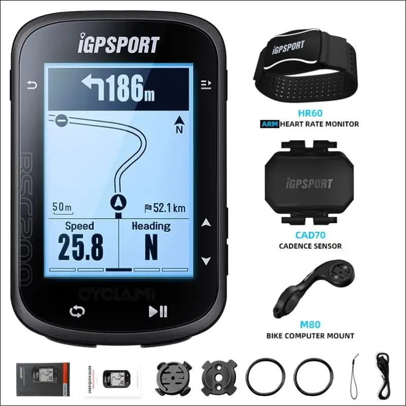 Igpsport bsc200 gps cycling computer - wireless speedometer with route navigation and stopwatch
