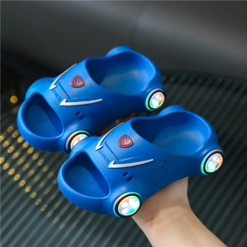 Kids Glowing Catoon Car Slippers AntiSlip Boys Girls Summer Beach Shoes