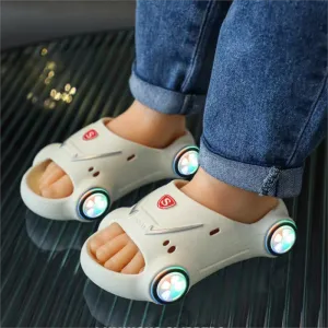Kids Glowing Catoon Car Slippers AntiSlip Boys Girls Summer Beach Shoes