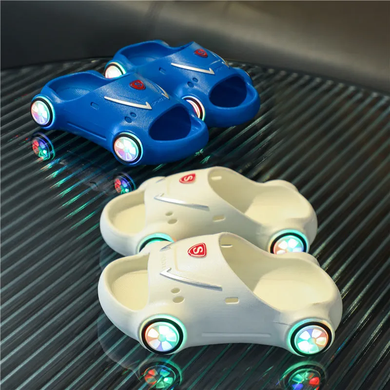 Kids Glowing Catoon Car Slippers AntiSlip Boys Girls Summer Beach Shoes