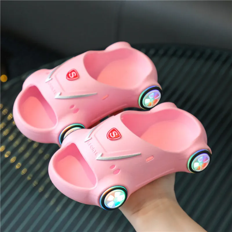 Kids Glowing Catoon Car Slippers AntiSlip Boys Girls Summer Beach Shoes