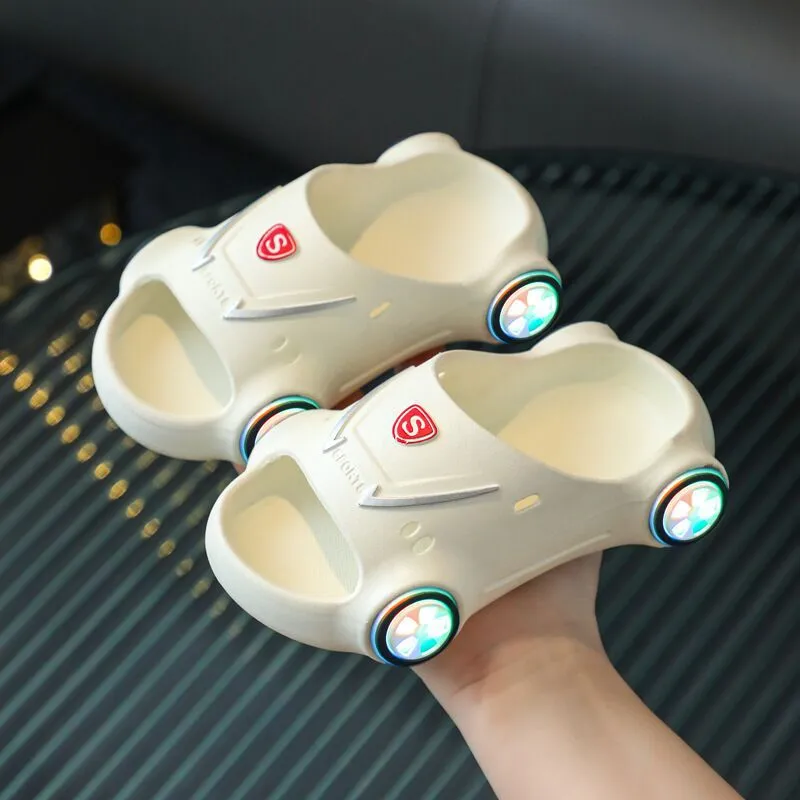 Kids Glowing Catoon Car Slippers AntiSlip Boys Girls Summer Beach Shoes
