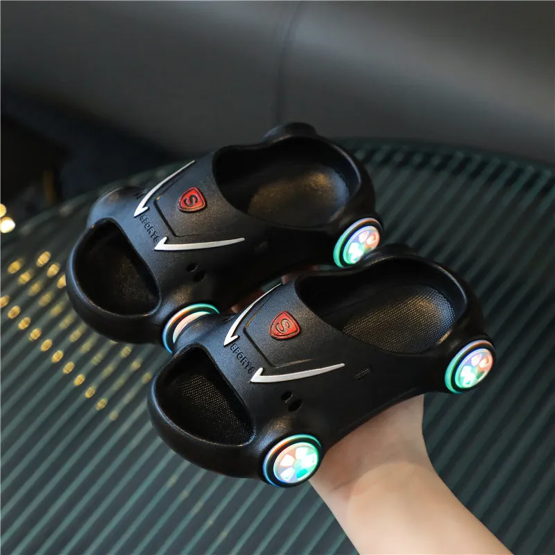 Kids Glowing Catoon Car Slippers AntiSlip Boys Girls Summer Beach Shoes
