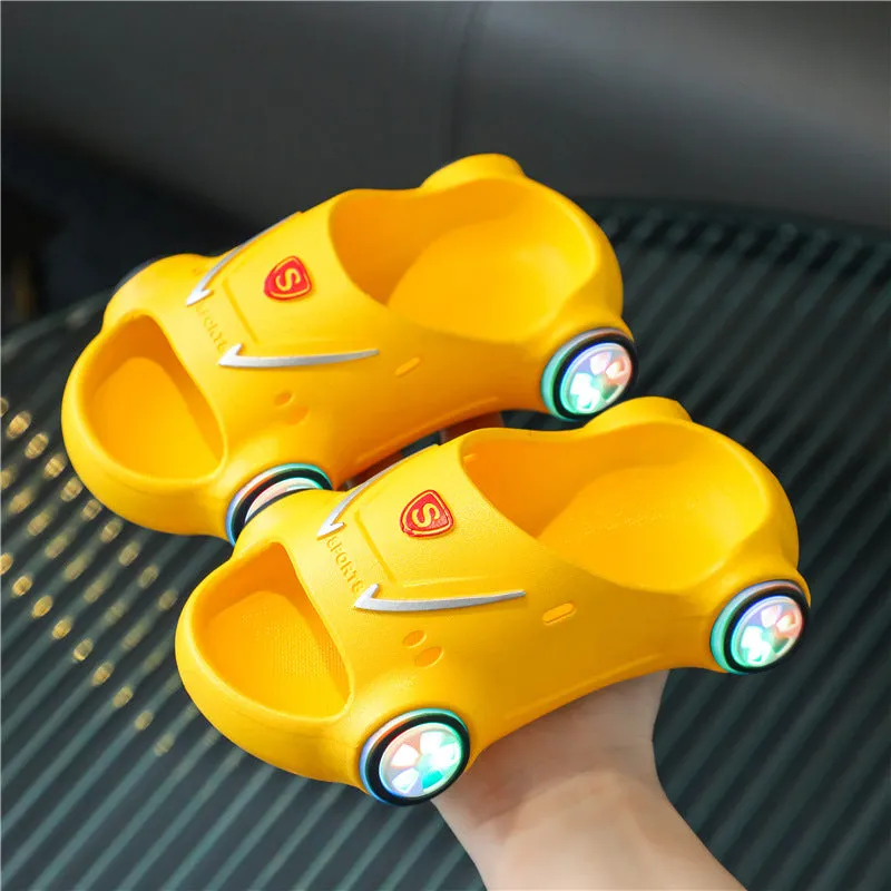 Kids Glowing Catoon Car Slippers AntiSlip Boys Girls Summer Beach Shoes
