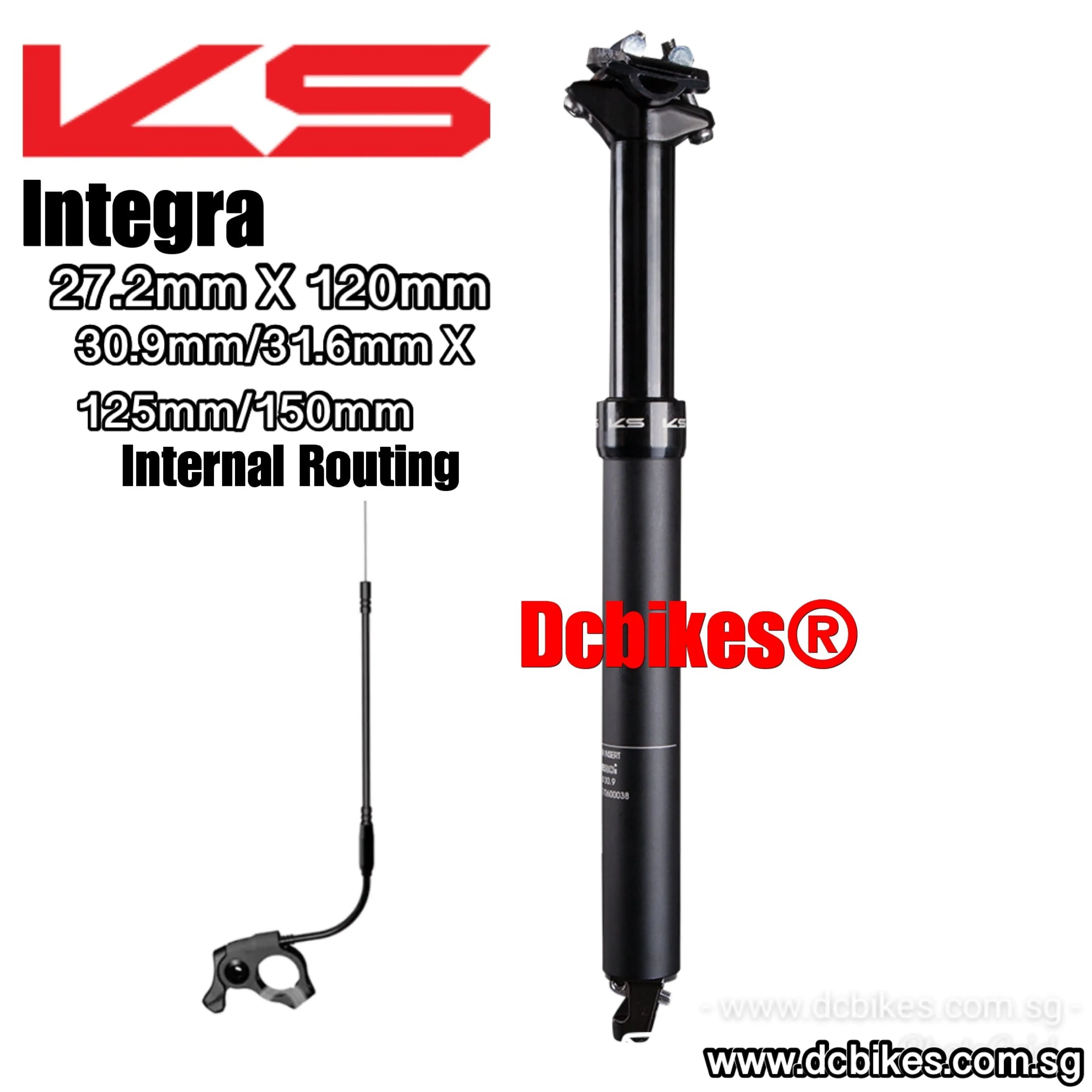 KS | Kind Shock 27.2mm X 120mm | 30.9mm 31.6mm X 125mm | 150mm Internal Routing Dropper Post   E20 Bar Remote Lever