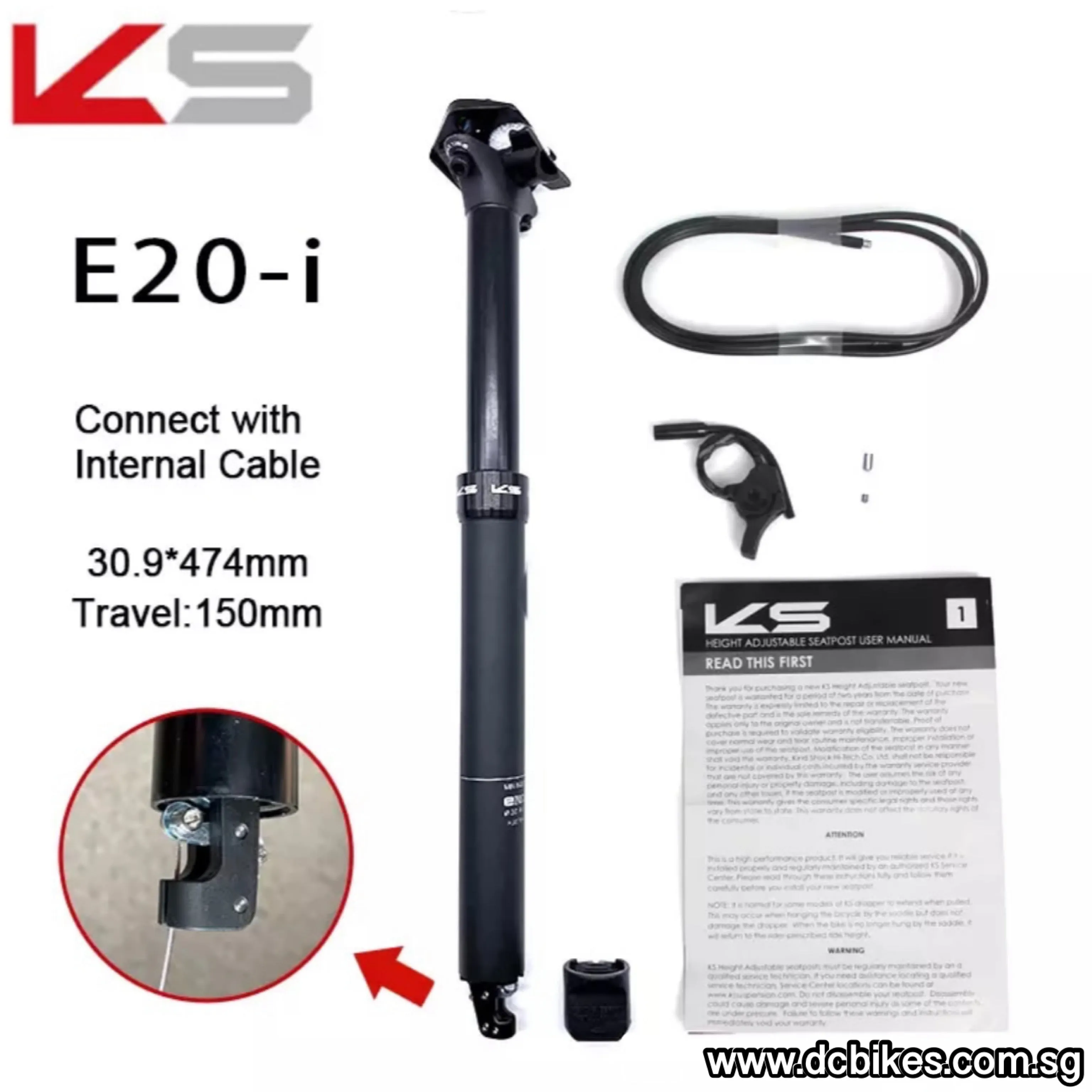 KS | Kind Shock 27.2mm X 120mm | 30.9mm 31.6mm X 125mm | 150mm Internal Routing Dropper Post   E20 Bar Remote Lever
