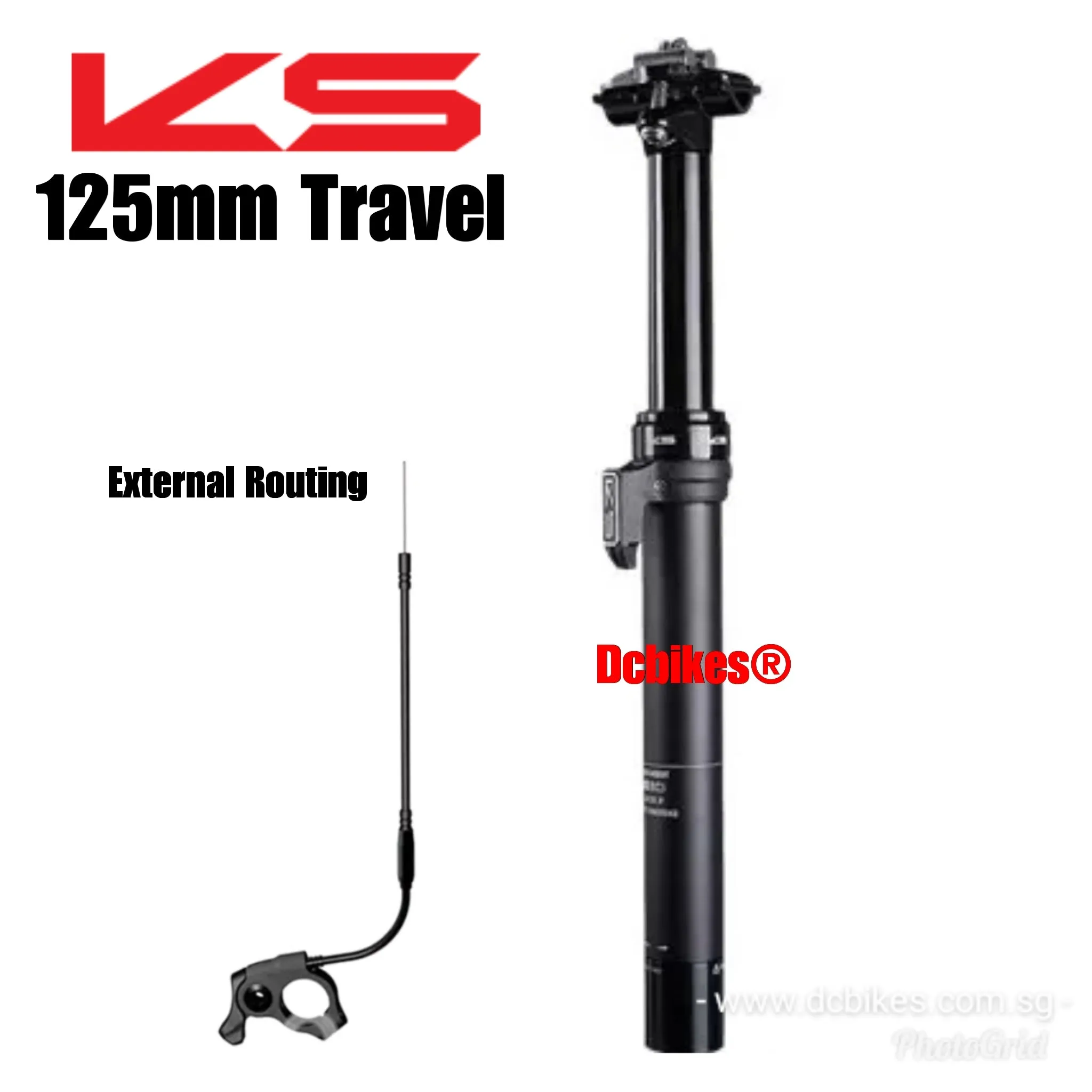 KS | Kind Shock 30.9mm | 31.6mm External Routing 125mm | 150mm Dropper Post   E20 Bar Remote Lever