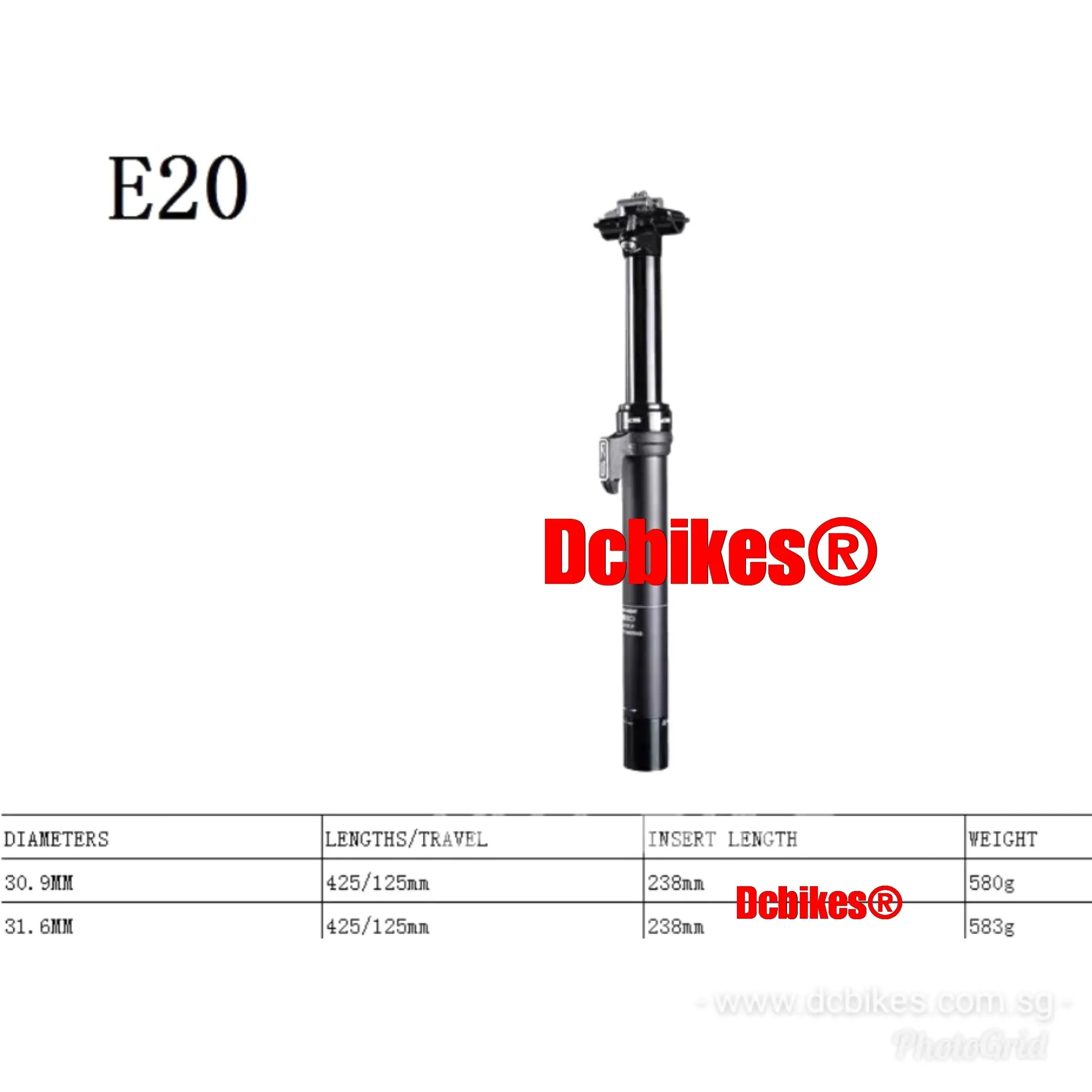 KS | Kind Shock 30.9mm | 31.6mm External Routing 125mm | 150mm Dropper Post   E20 Bar Remote Lever