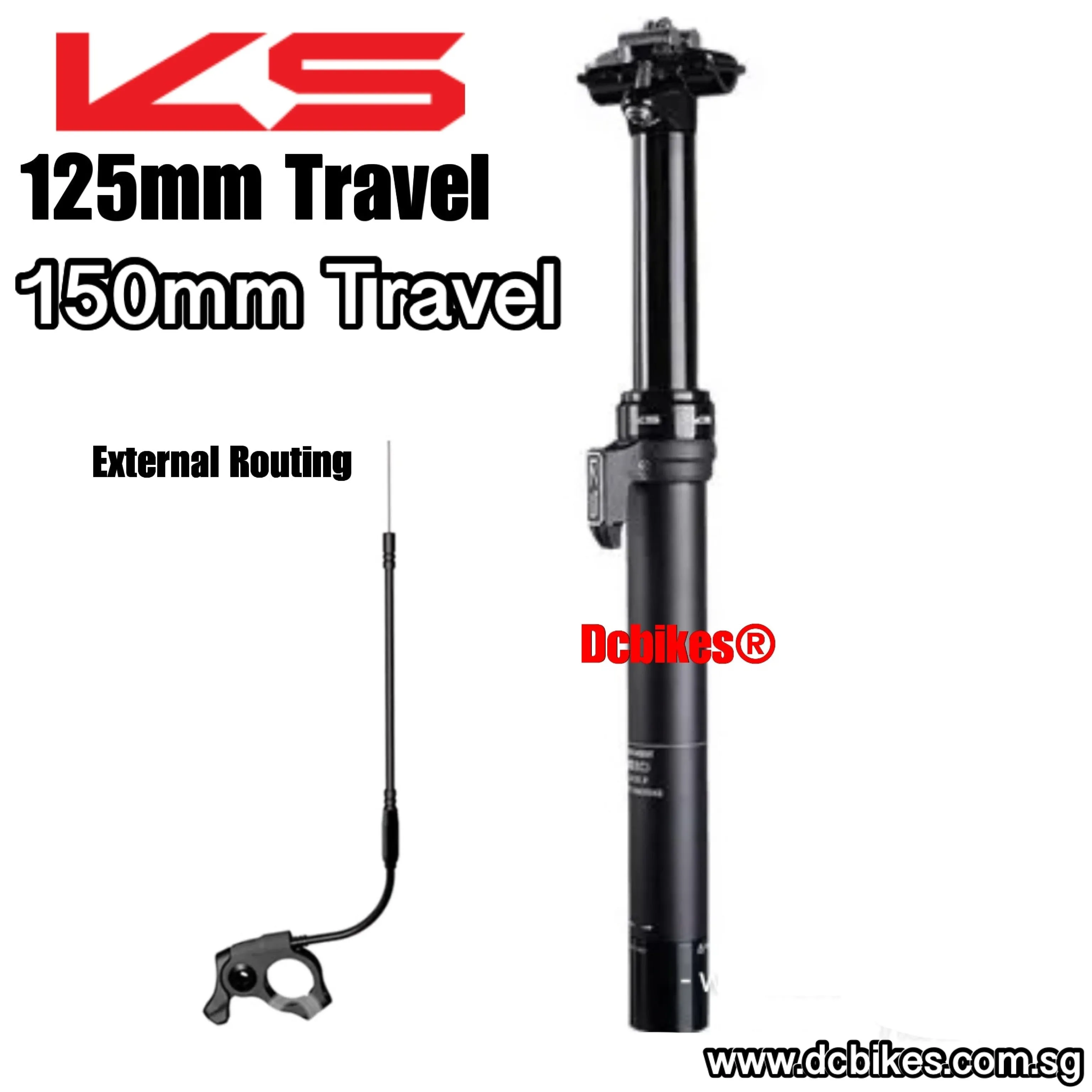 KS | Kind Shock 30.9mm | 31.6mm External Routing 125mm | 150mm Dropper Post   E20 Bar Remote Lever