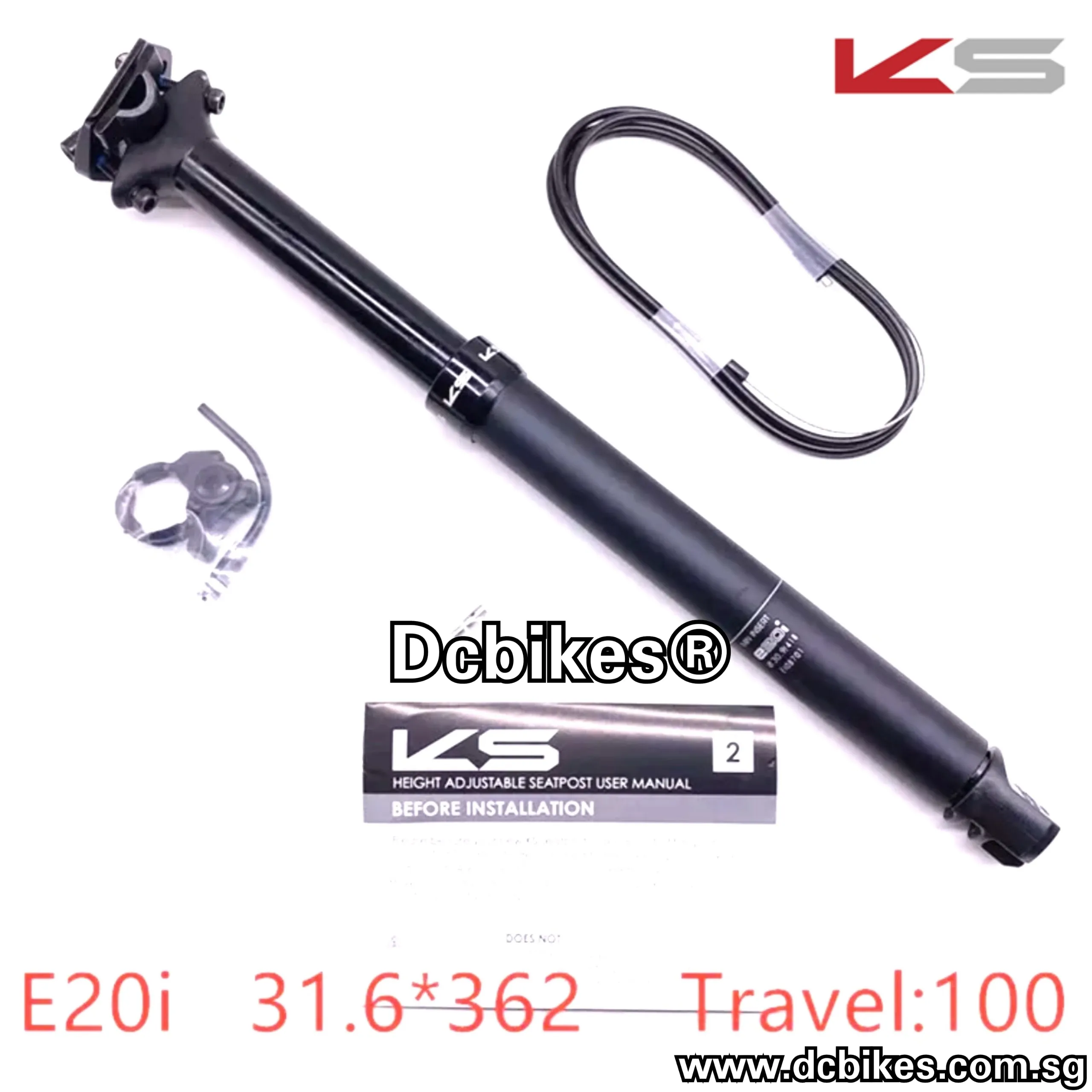 KS | Kind Shock 30.9mm/31.6mm Internal Routing 100mm Dropper Seat Post   E20 Bar Remote Lever
