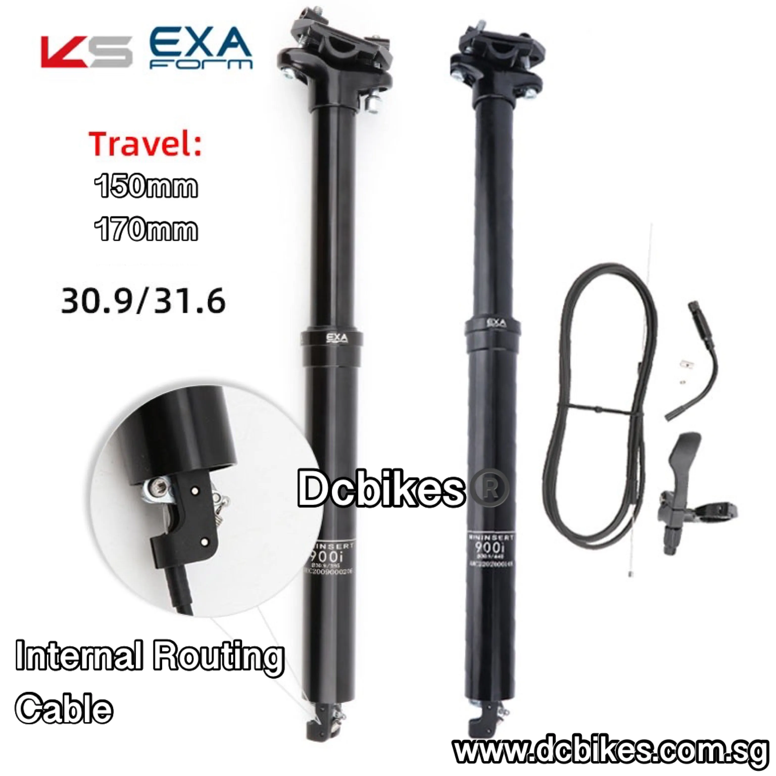 KS | Kind Shock Exa Form 30.9mm | 31.6mm Internal Routing 100mm | 125mm | 150mm | 170mm Dropper Seat Post   Bar Remote Lever