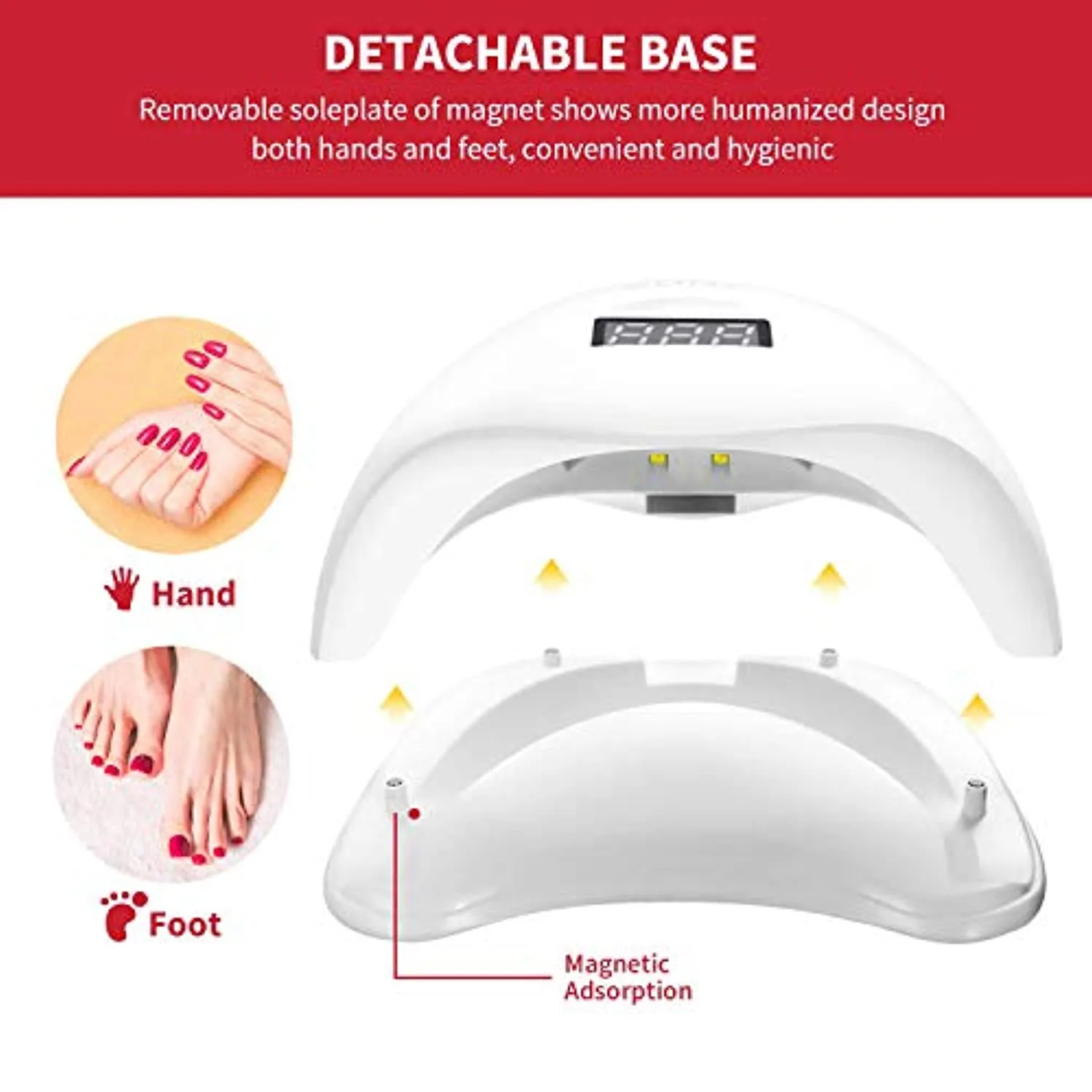 LED Nail Lamp, 48W Nail Dryer Gel Nail Polish Curing LED UV Light with 4 Timers Automatic Sensor LCD Display Professional Nail Art Tools Accessories for Fingernail Toenail Salon White