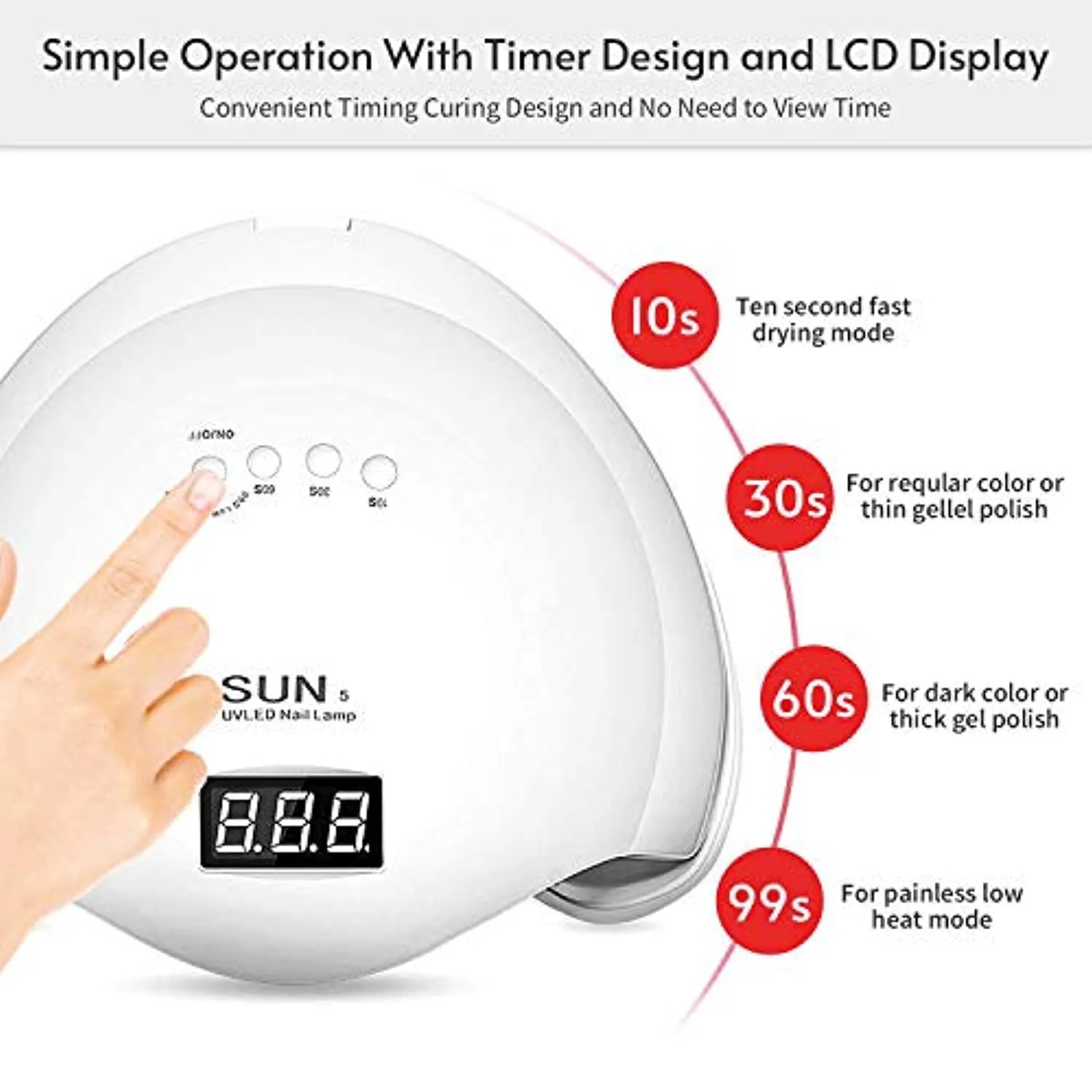 LED Nail Lamp, 48W Nail Dryer Gel Nail Polish Curing LED UV Light with 4 Timers Automatic Sensor LCD Display Professional Nail Art Tools Accessories for Fingernail Toenail Salon White